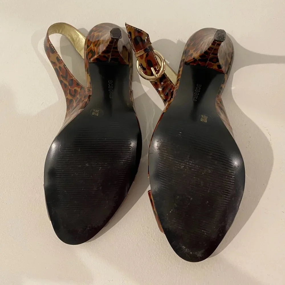 🎉Host Pick 🎉 BCBGirls Leopard Print Peep Toe Stiletto Heeled Sandal Size 9.5 - Picture 7 of 11